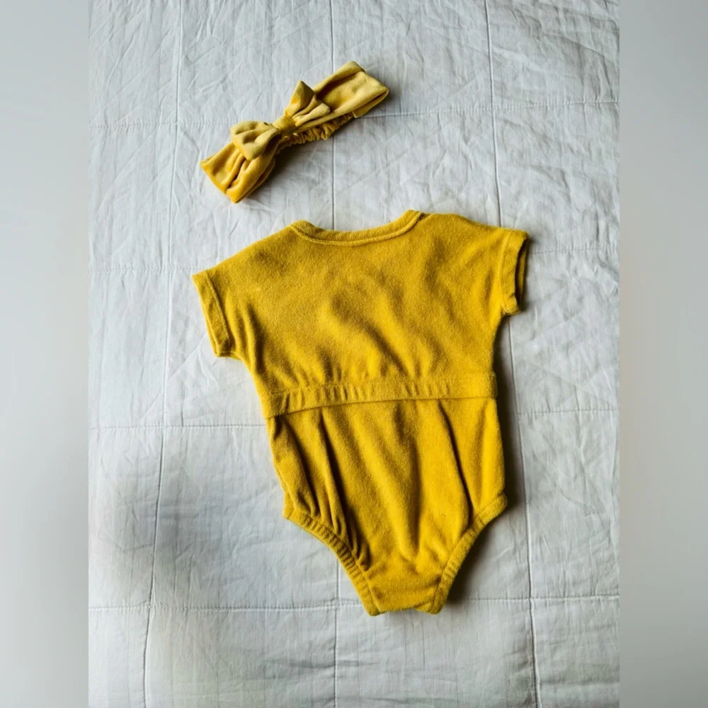 Greyson Mini Girl Baby Malibu Beach Club Towel Gold Orange Romper